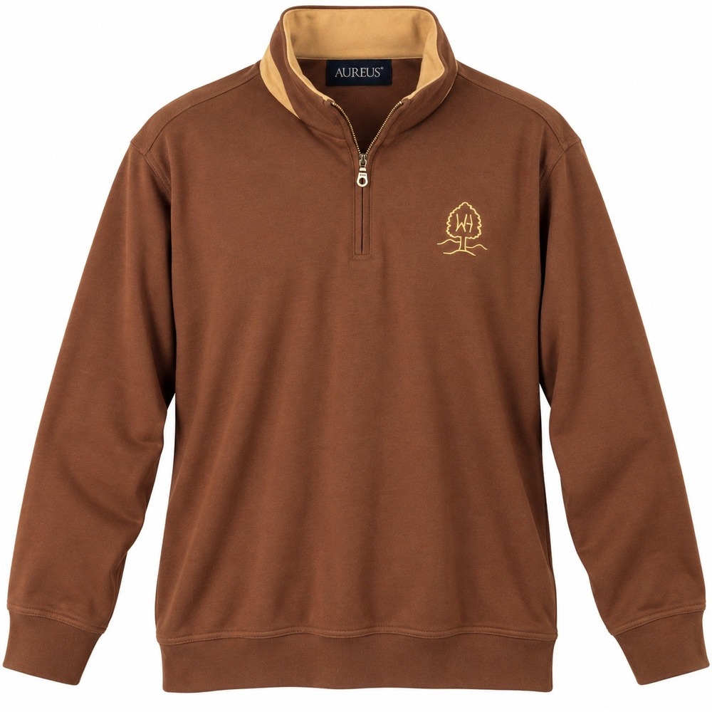 Aureus Mens XXL Brown Tan 1/4 Zip Cotton Golf Pullover Embroidered Golfcore VTG